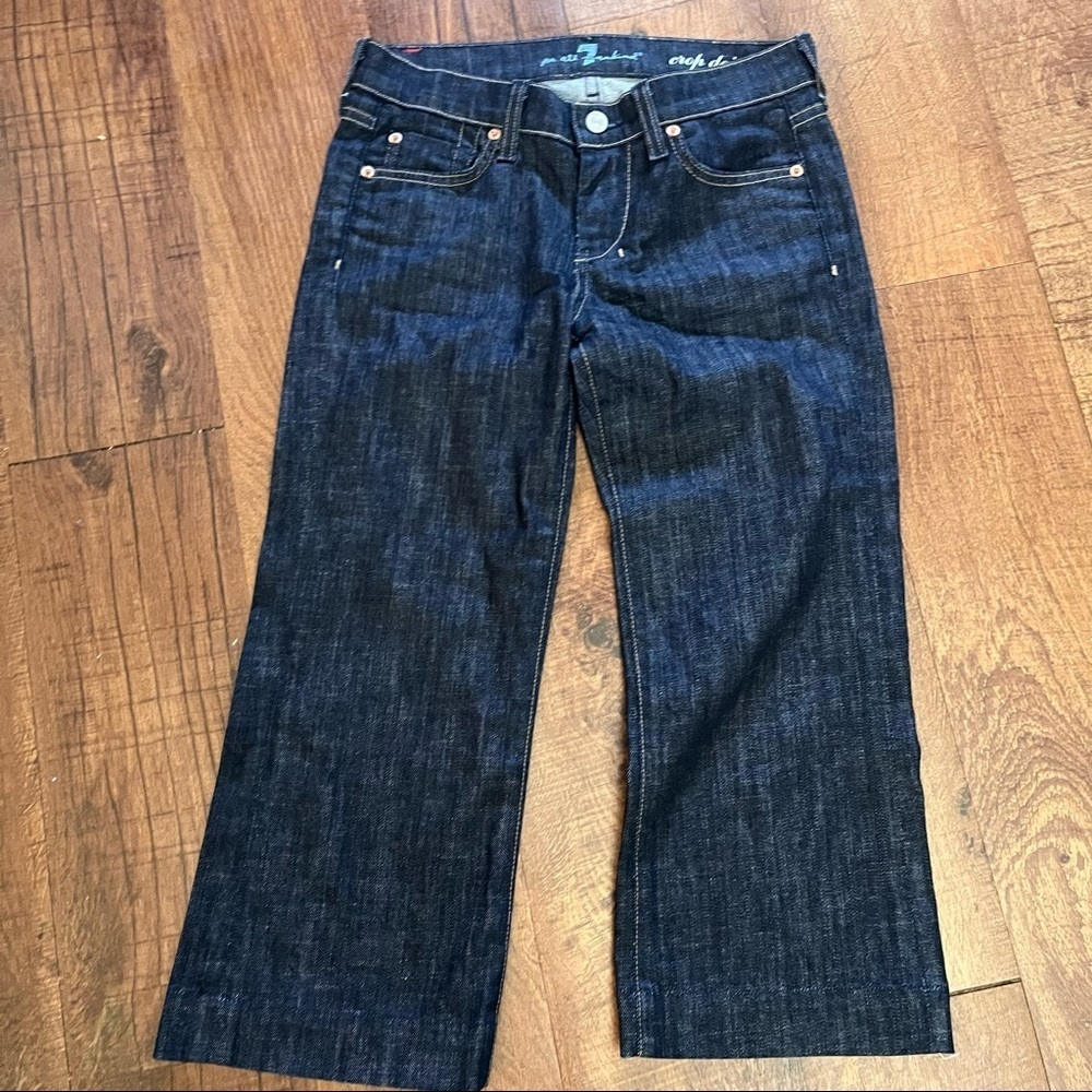 7 for all mankind crop dojo dark wash blue jeans women 25 waist